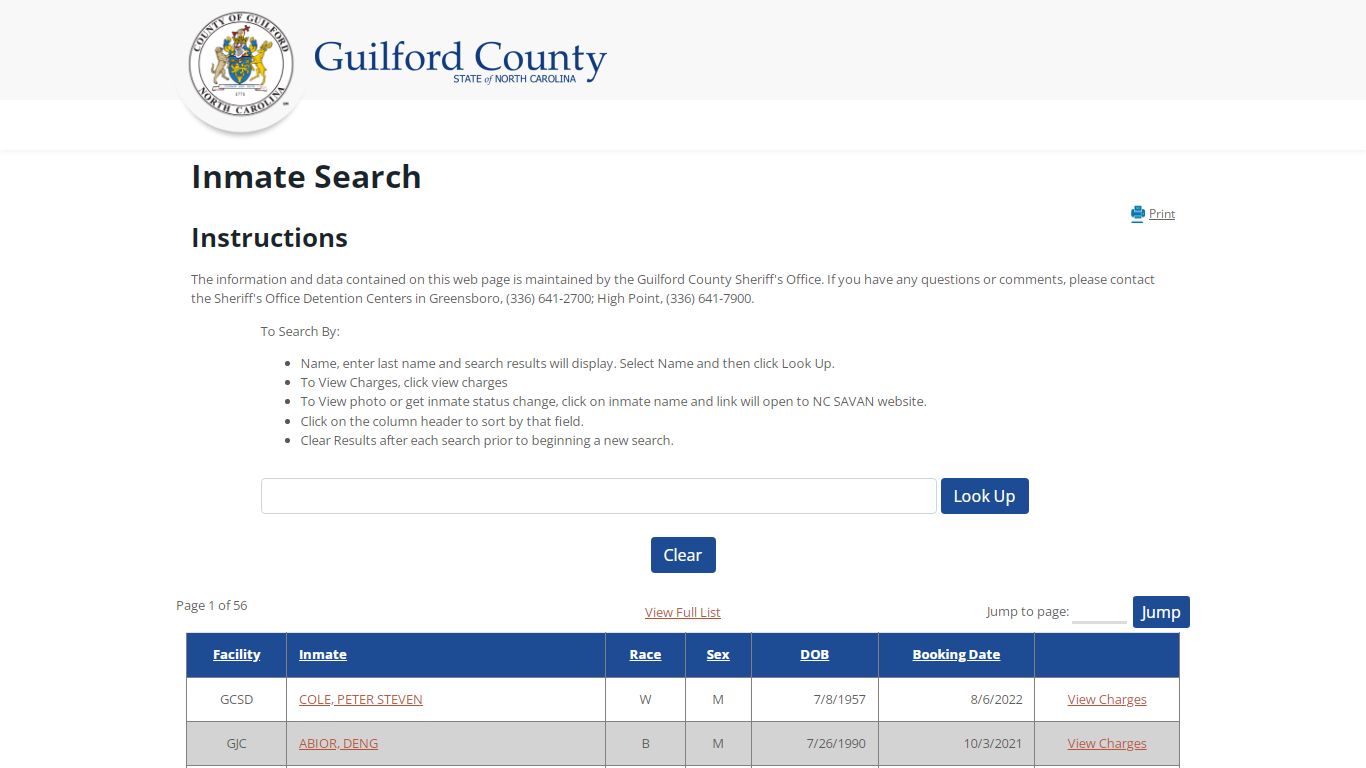 Guilford County, NC - Inmate Search