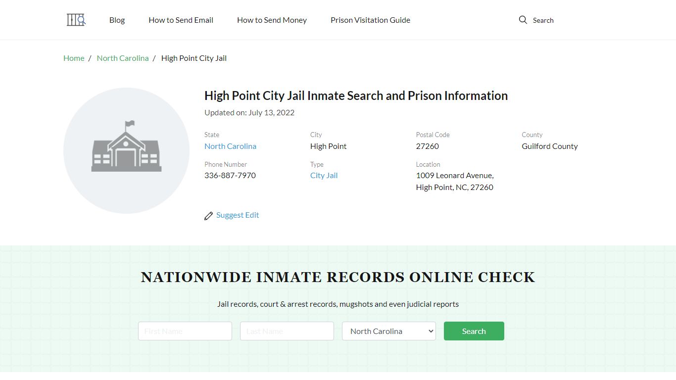 High Point City Jail Inmate Search, Visitation, Phone no ...