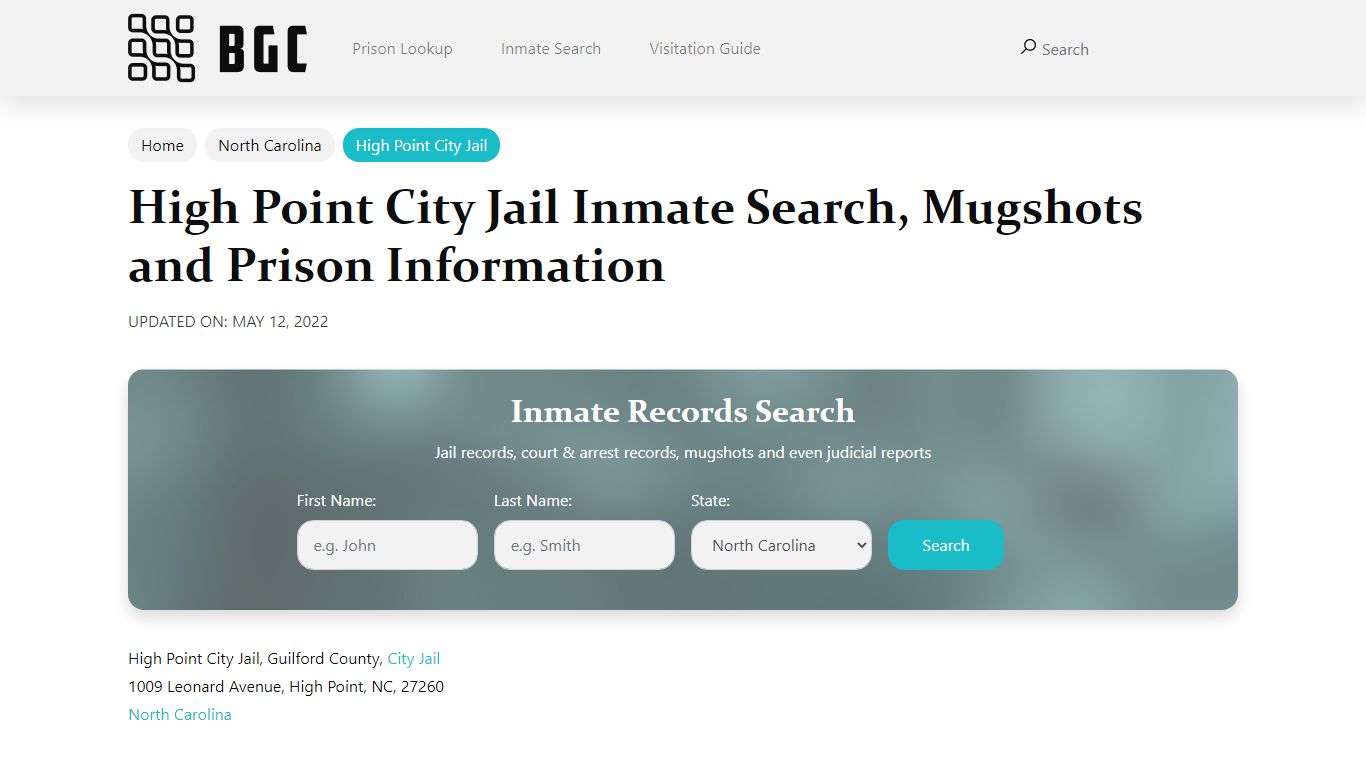 High Point City Jail Inmate Search, Mugshots, Visitation ...